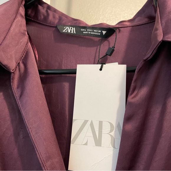 NWT - Zara Short Satin Dress, Size L - Picture 2 of 4